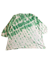 Load image into Gallery viewer, Chico's Zenergy Shirt Womens 3 Green White Tie Dye Tunic V-Neck Oversized Ladies
