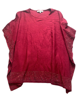 Load image into Gallery viewer, Liquid By Sioni Poncho Womens Small/Medium Maroon Shall Studded Snaps Ladies
