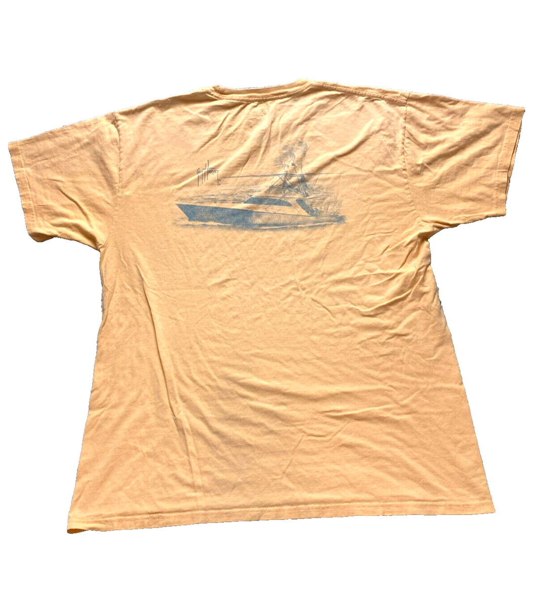 Guy Harvey Shirt Adult Large Peach Yacht Marines Ocean Streetwear Classic Mens
