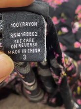 Load image into Gallery viewer, Torrid Shirt Womens 3 3X Black AOP Flower Tunic Gauze Tasseled Boho Hippie Plus
