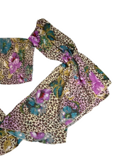 Load image into Gallery viewer, Live 4 Truth Shirt Womens Small Brown Leopard AOP Flower Flare Sleeve Boho Crop
