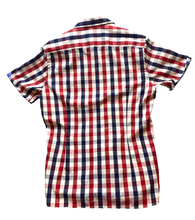 Load image into Gallery viewer, Ted Baker Shirt Adult 3 Medium Red Navy Checkered Button Up Collared Casual Mens
