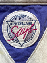 Load image into Gallery viewer, New Zealand Says Sweater Womens Medium Ivory Blue Oversized Patch Outerwear
