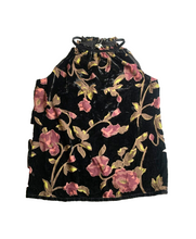 Load image into Gallery viewer, Max Studio Shirt Women Small Black AOP Floral Halter Boho Blouse Nylon Rayon NWT

