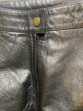 Load image into Gallery viewer, VTG Tannery West Skirt Womens 8 (30x20.5) Black Leather Satin A-Line Back Zip
