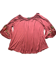 Load image into Gallery viewer, Always Indigo Shirt Womens 2X Maroon Boho Hippie Blouse Embroidered Ladies
