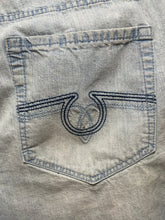 Load image into Gallery viewer, Attitude Shorts Adult 50 Blue Denim Jean Bermuda Flat Front Hip Hop Baggy Mens
