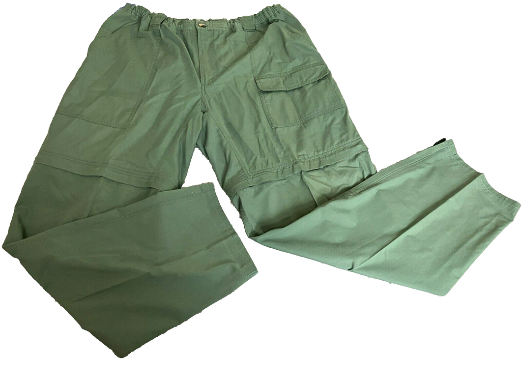 Orvis Pants Adult Large Green Convertible Outdoor Hiking Cargo Flap Pockets Mens