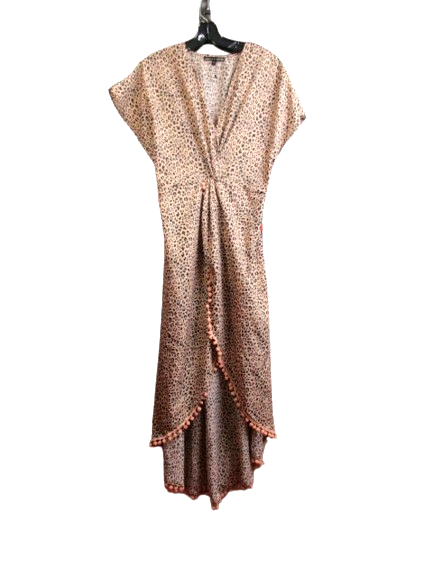 America & Beyond Cover Up Womens Medium Peach Leopard Print Kaftan Swimwear A&B