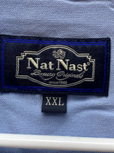 Load image into Gallery viewer, Nat Nast Shirt Adult 2XL XXL Blue Button Up Silk Blend Embroidery Hawaiian Mens
