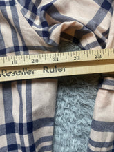 Load image into Gallery viewer, Tyler Boe Shirt Womens Large Pink Navy Flannel Plaid Snap Blouse Roll Tab Tunic
