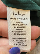 Load image into Gallery viewer, Lulus Dress Womens Small Green Satin Ruffle Cocktail Short Bodycon Spandex NWT
