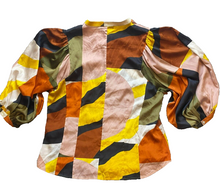Load image into Gallery viewer, Karl Lagerfeld Shirt Womens 2X Multicolor Geometric Button Up Blouse Paris Plus
