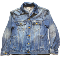 Load image into Gallery viewer, JBD Just Black Denim Jacket Women Medium Blue Jean Trucker Puppies Make Me Happy
