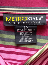 Load image into Gallery viewer, MetroStyle Shirt Womens 20 (XL) Pink Green Stripes Stretch Collared Career Lady
