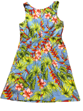 Load image into Gallery viewer, Hilo Hattie Dress Womens 12 Medium Blue Green AOP Flower Hawaiian Aloha Sheath
