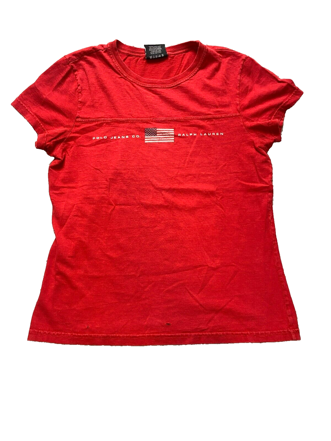 POLO Jeans Co Ralph Lauren Shirt Womens Small Red USA American Flag Ladies