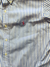 Load image into Gallery viewer, Ralph Lauren Shirt Adult Extra Large Blue White Striped Custom Fit Red Pony Mens
