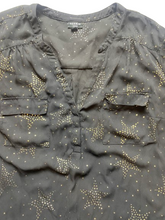 Load image into Gallery viewer, Torrid Shirt Womens 3 3X Black Gold Star Georgette Harper Tunic Blouse Plus Lady
