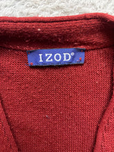 Load image into Gallery viewer, VTG IZOD Sweater Adult Extra Large Maroon Embroidered Logo Knitted Cardigan Mens
