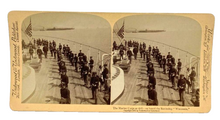 Load image into Gallery viewer, 1901 Stereoscope Photo Card Marine Corps at Drill Battleship Wisconsin Underwood
