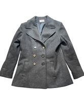Load image into Gallery viewer, Mario De Pinto Pea Coat Womens Extra Large Gray Double Breasted Wool Nylon USA
