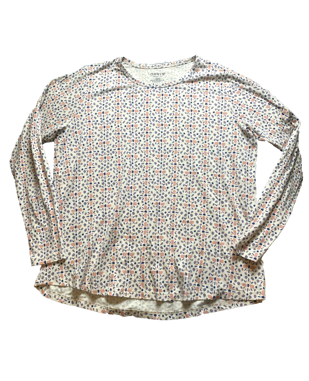 Orvis Shirt Womens Extra Large Lavender Pink Pima Cotton Spandex AOP Stretch