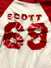 Load image into Gallery viewer, VTG AX Tripods Shirt Adult Small Red White Scott #69 Raglan Sportswear 70s Mens
