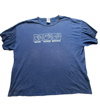 Load image into Gallery viewer, VTG Rock Paper Shocker Scissor Shirt Adult 2XL XXL Navy Blue Funny Hand Game Men
