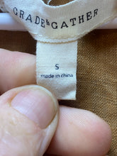 Load image into Gallery viewer, Anthropologie Grade &amp; Gather Shirt Women Small Tan Tie Boho Peasant Linen Blouse
