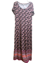 Load image into Gallery viewer, J Jill Dress Womens Small Black Peach Purple Maxi AOP Paisley Boho Rayon Spandex
