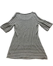 Load image into Gallery viewer, BB Dakota Dress Womens Large Gray White Bell Sleeve Hippie Spandex Viscose Tunic
