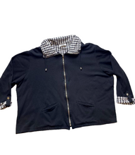 Load image into Gallery viewer, Links Jacket Womens 3X Black Houndstooth Contrast Full Zip Collared Plus Ladies
