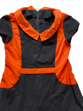 Load image into Gallery viewer, Handmade Dress Womens Medium Black Orange Halloween Gothcore Stretchy Sheath
