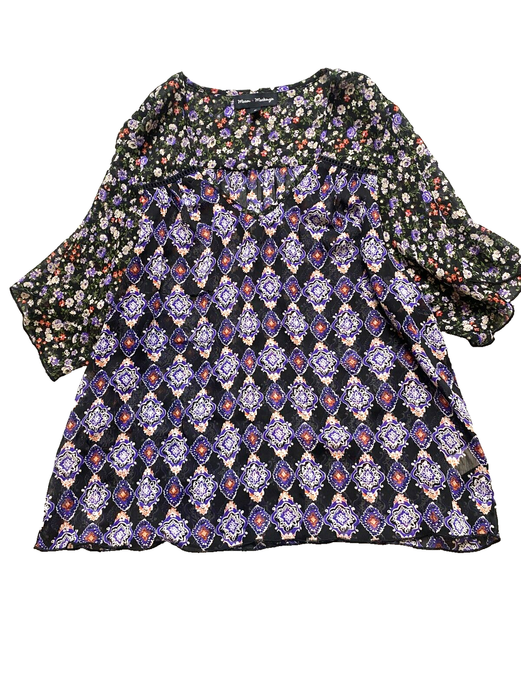 Mason & Mackenzie Shirt Womens Small Oversized Boxy Boho Hippie Peasant Ladies