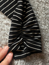 Load image into Gallery viewer, Garnet Hill Dress Womens Large Black White Striped Viscose Stretch Swing Ladies
