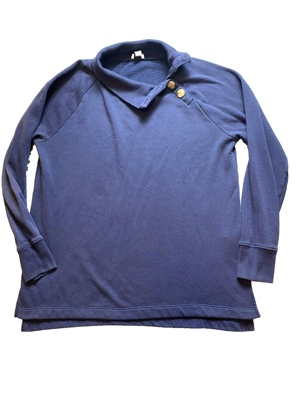 J Crew Sweatshirt Adult Small Navy Blue Cloudspun Fleece Button Collar Mens