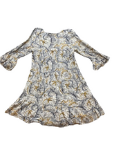 Load image into Gallery viewer, Anthropologie Hinge Dress Womens Small Navy Gold Hippie Peasant Boho Swing Flare
