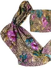 Load image into Gallery viewer, Live 4 Truth Shirt Womens Small Brown Leopard AOP Flower Flare Sleeve Boho Crop
