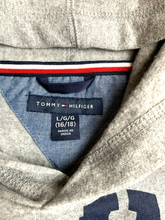 Load image into Gallery viewer, Tommy Hilfiger Sweatshirt Adult Large Gray Spellout Hoodie Sweater Pullover Mens
