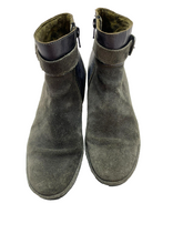 Load image into Gallery viewer, Fly London Boots Womens 7-7.5 Gray Block Heel Zip Up Buckle Ankle Bootie
