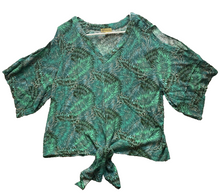 Load image into Gallery viewer, Democracy Shirt Womens Large Cold Shoulder Front Tie V-Neck Rayon Ladies
