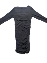 Load image into Gallery viewer, Cabi Dress Womens Extra Small Black Ruched Cowl Neck Pencil Sheath Rayon Spandex
