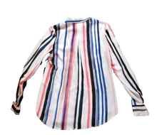 Load image into Gallery viewer, White House Black Market Shirt Womens 4 Large Button Up Collared Blouse Striped
