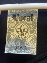 Load image into Gallery viewer, Vocal Shirt Womens Medium Black Drop Shoulder Cropped Oversized Mesh Sleeve NWOT
