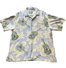 Load image into Gallery viewer, Tommy Bahama Shirt Adult Large AOP Guitar Flower Camp Hawaiian Aloha Silk Mens
