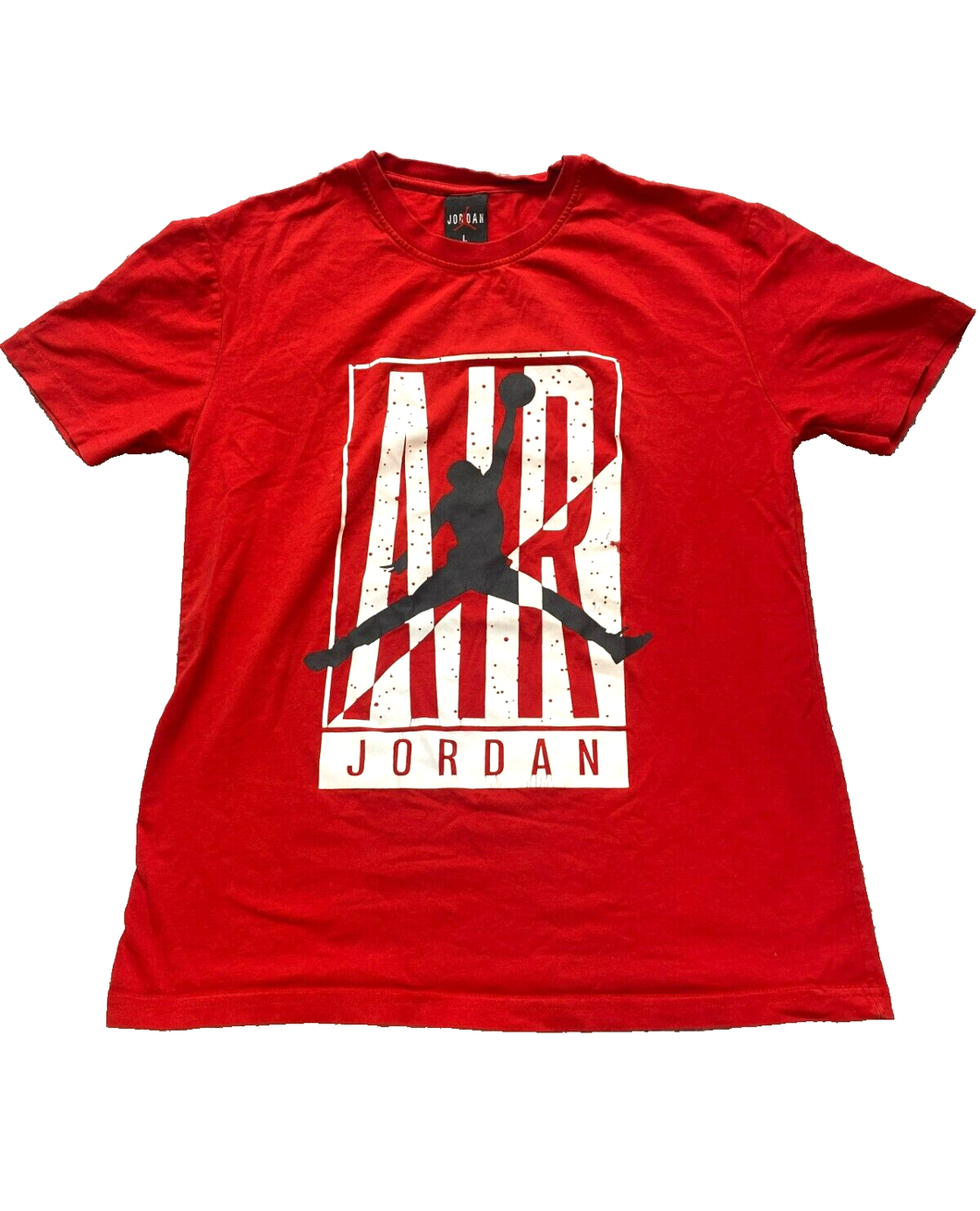 Air Jordan Shirt Womens Large Red Jumpman Big Logo MJ Basketball Sporty Ladies