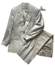 Load image into Gallery viewer, VTG Curlee 2 Piece Suit Mens 46 Gray Virgin Wool Sport Coat Blazer Dress Pants
