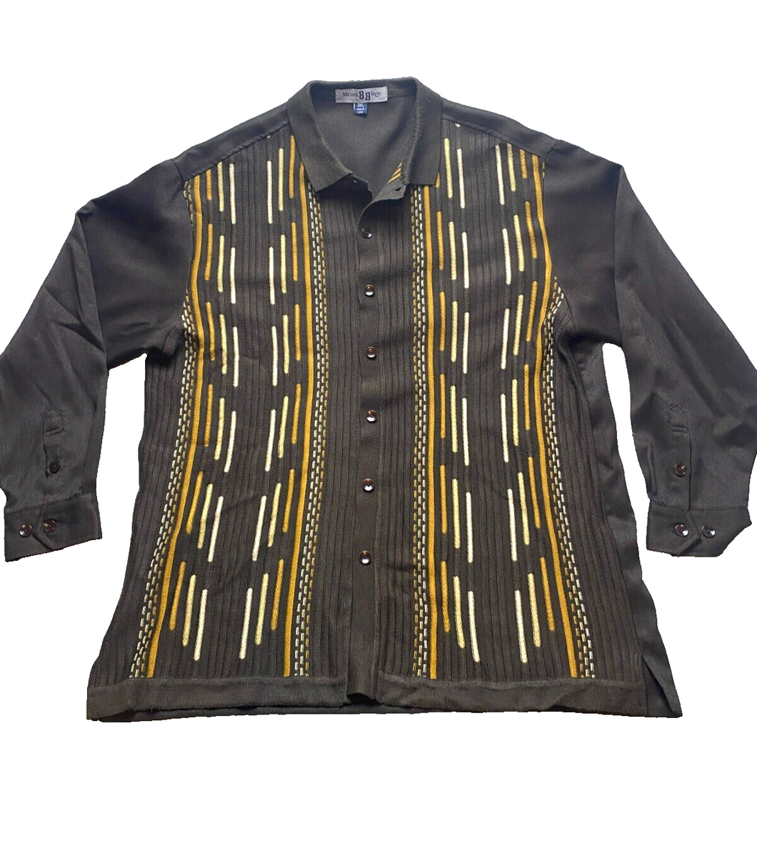Michael Irvin 88 Shirt Adult 3XL XXXL Brown Designer Retro Knit Rayon Mens
