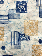 Load image into Gallery viewer, VTG Hukapoo Shirt Womens Large 18 Blue Orange AOP Abstract Nylon Button Up 70s
